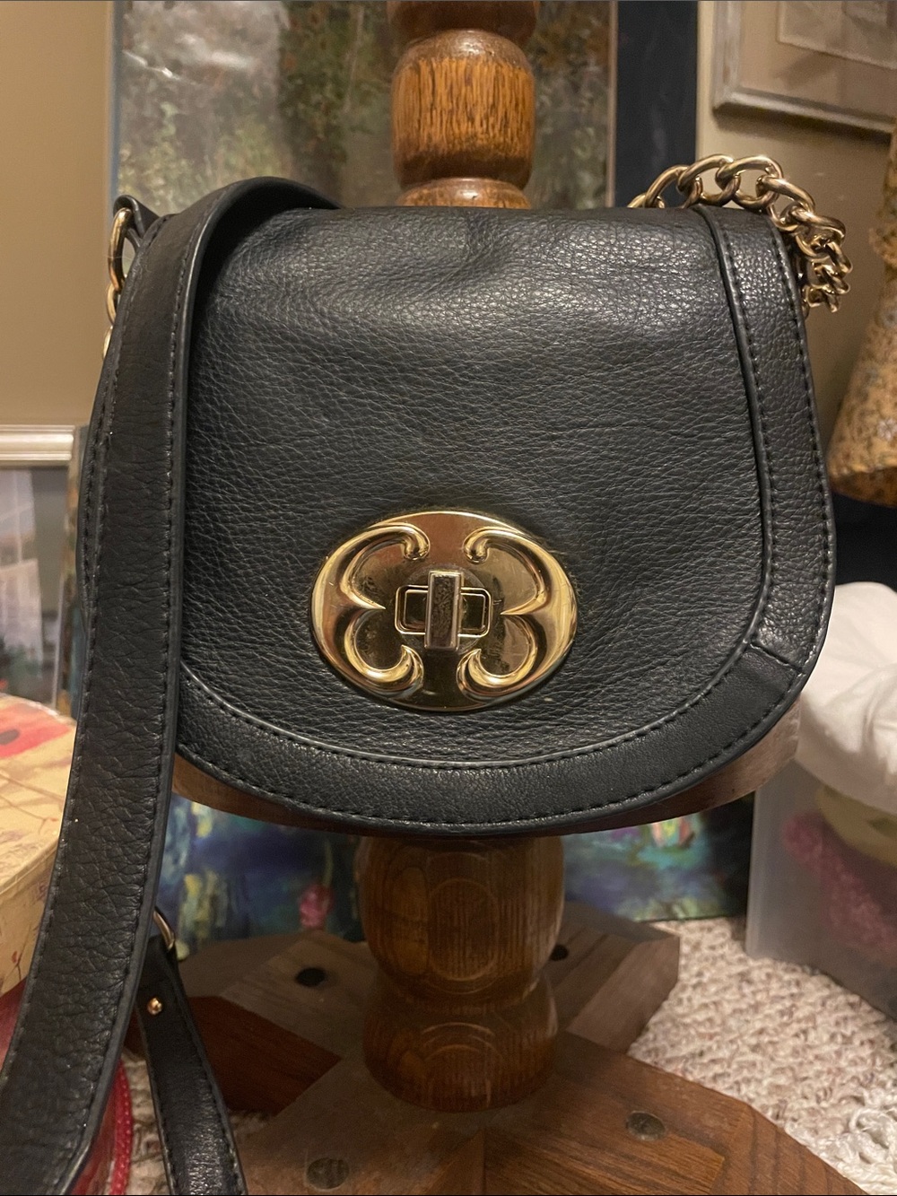 Emma Fox Black Leather Crossbody Bag